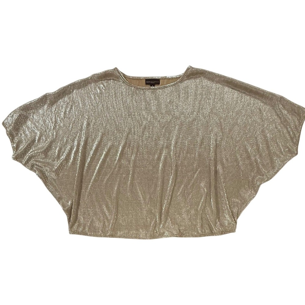 Dana Buchman Woman Gold Metallic Top Batwing Blouse Women's Plus Size 2X - 252
